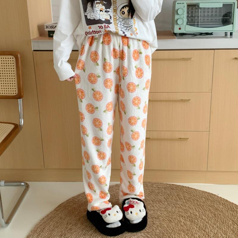 Damen Cartoon Flanell Fleecegefütterte Pyjamahose - Warmer Herbst-/Winterstil