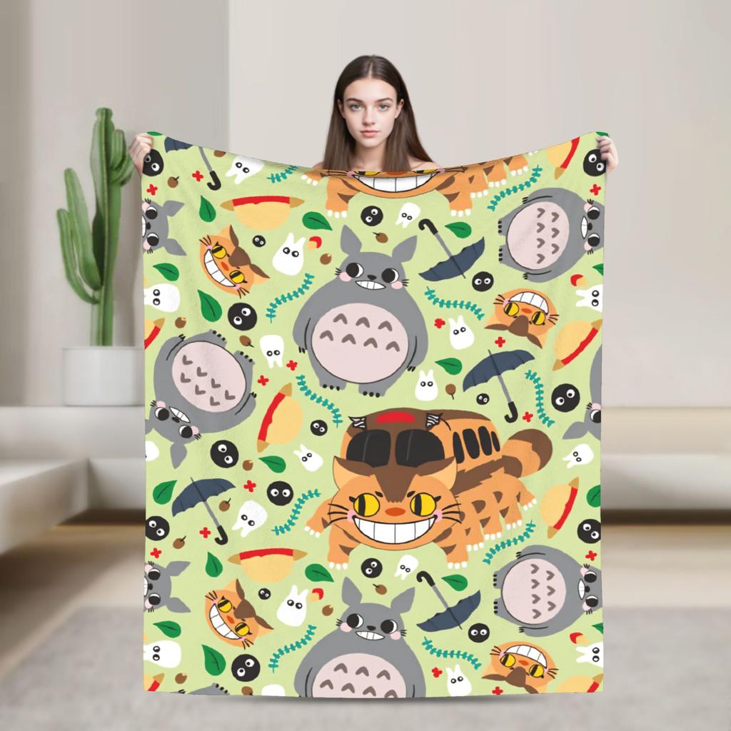 Traditional Nekobasu Japanese Blanket T-Totoros Travel Flannel Bedding Throws For Living Room Warm Bedspread Birthday Present
