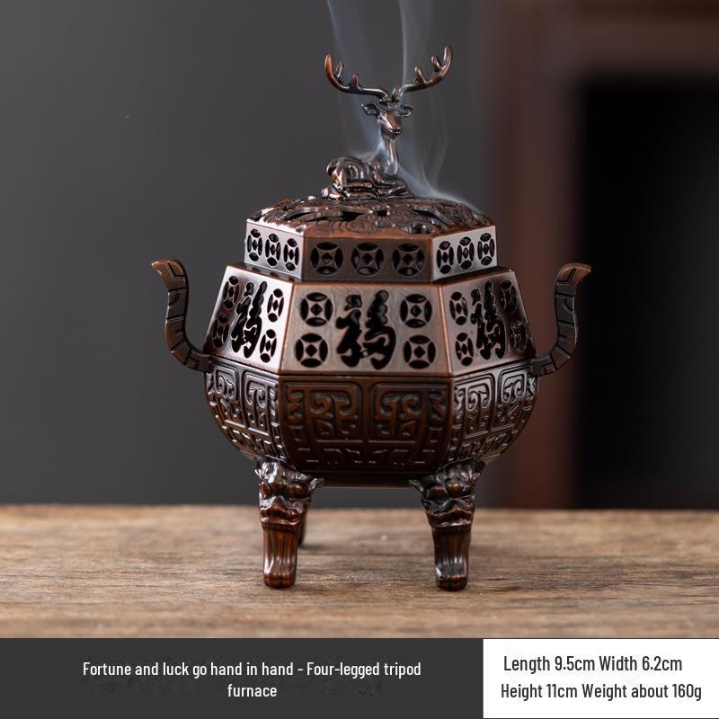 Vertical Baifu Hollow Creative Alloy Incense Burner - Office Decor