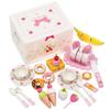 Mother Garden Wooden Sweet Cafe Ribbon Pretend Play Set with Cake and Tea Wooden (Milky White) Set, Toy, 441-21775