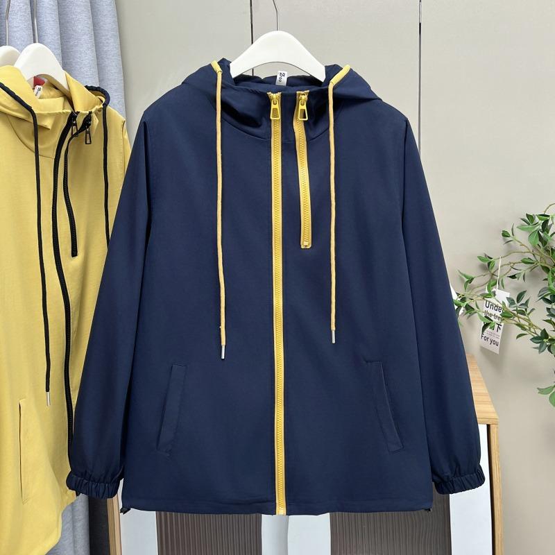 Plus Size Women Hooded Sporty Casual Windbreaker Outerwear Coat