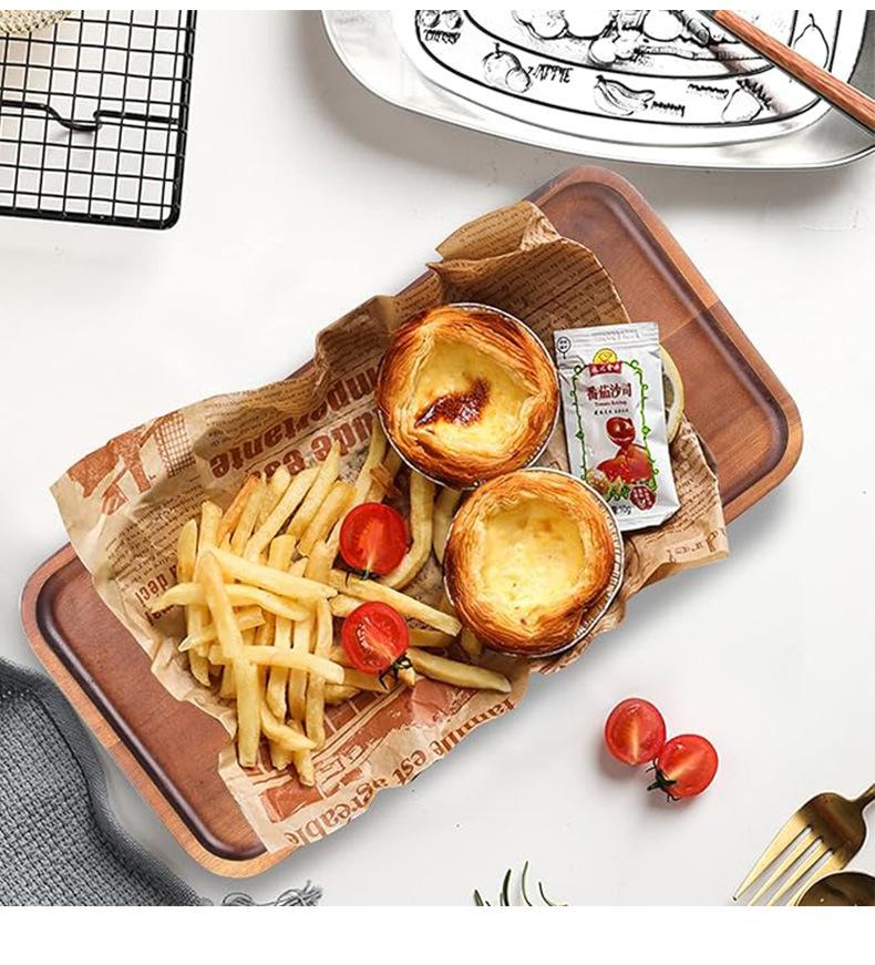 Rectangular Wooden Serving Tray for Steak Pizza Cake Plates Long Dining Tray Suitable for Tabletop Use and Food Presentation