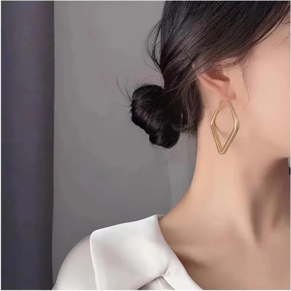 Exaggerated Big Hoop Earrings for Women Gold Color Hollow Square Geometric Statement Personality Hanging Earrings Cool Stuff