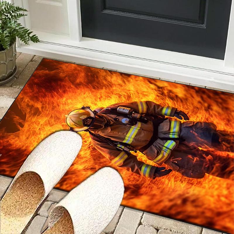 Firefighter Bravery In Action Office Rug Chair Mat, Entryway Carpet, Suitable for Front Door, Bedroom, Living Room, Desk, Holiday Gift
