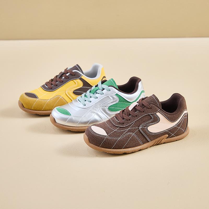 Fashion German Training Shoes Women 2024 New Genuine Leather Women Sneakers Flat Lace-up Retro Large Size Forrest Gump Shoes Women