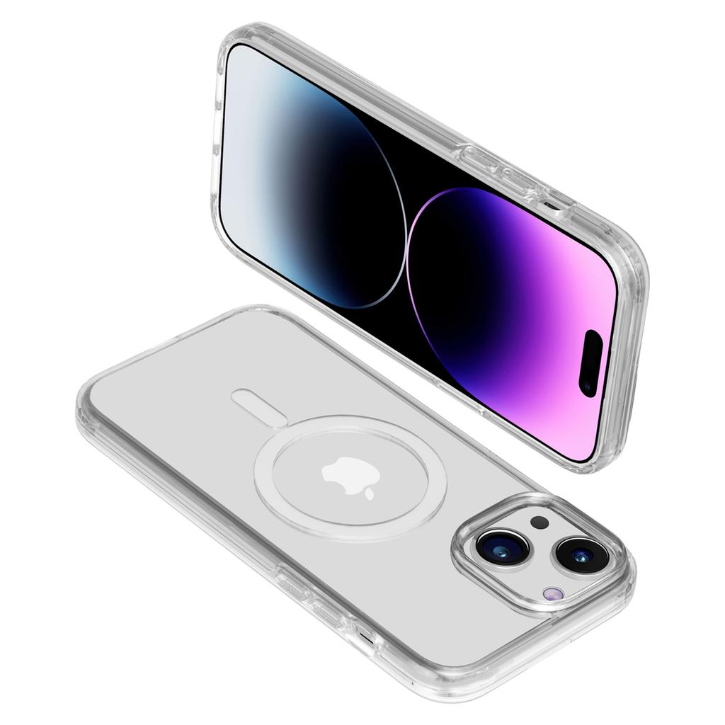Transparente Handyhülle für iPhone 15, Kratzfeste PC+TPU Kompatibel mit MagSafe Hülle