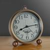 American Creative Iron Table Clock, Retro European Luminous Silent Electronic Desk Clock, Simple Household Student Decor Clock