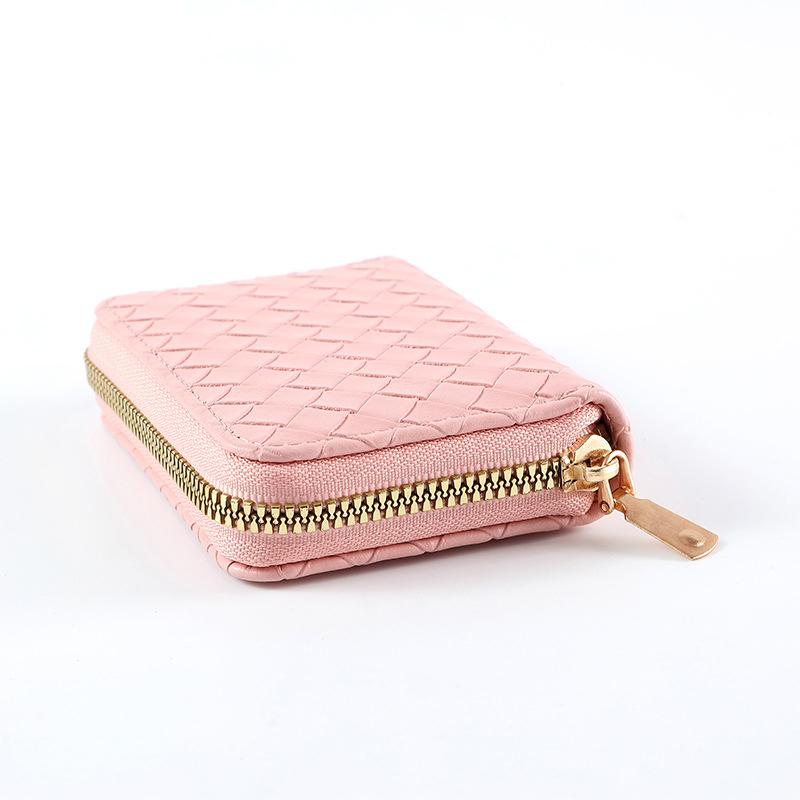 Woven Women'S Wallet Short And Simple Card Bag Zipper Coin Purse