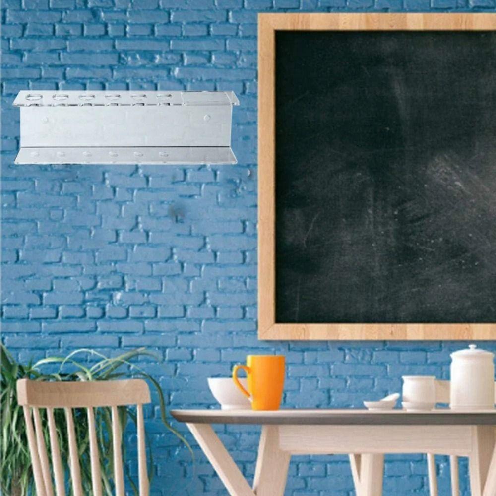 6 Slot Marker Pens Holder Wall-Mounted Eraser Storage Rack Space-saving 6-Hole Pen Stand  School