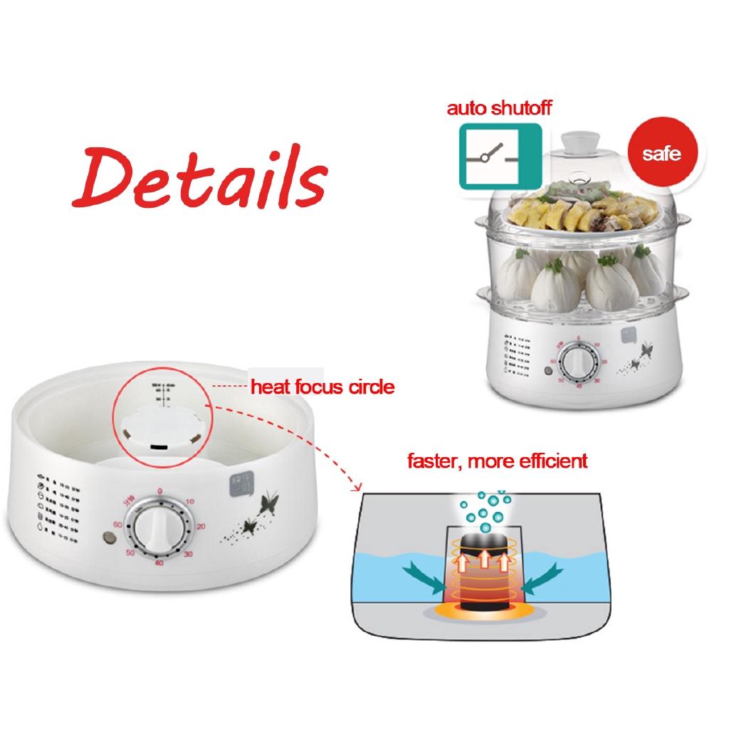 2.5L 50HZ 650W Multifunctional Timing Electric Boilers 2-Layer Rapid Egg Cooker Steamer Egg Electric Steamer