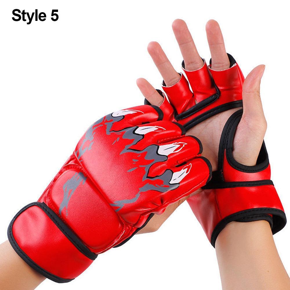 

1Pair Half Finger Boxing Gloves Kickboxing Gloves for Adult Sanda Boxing UFC Training Style 5