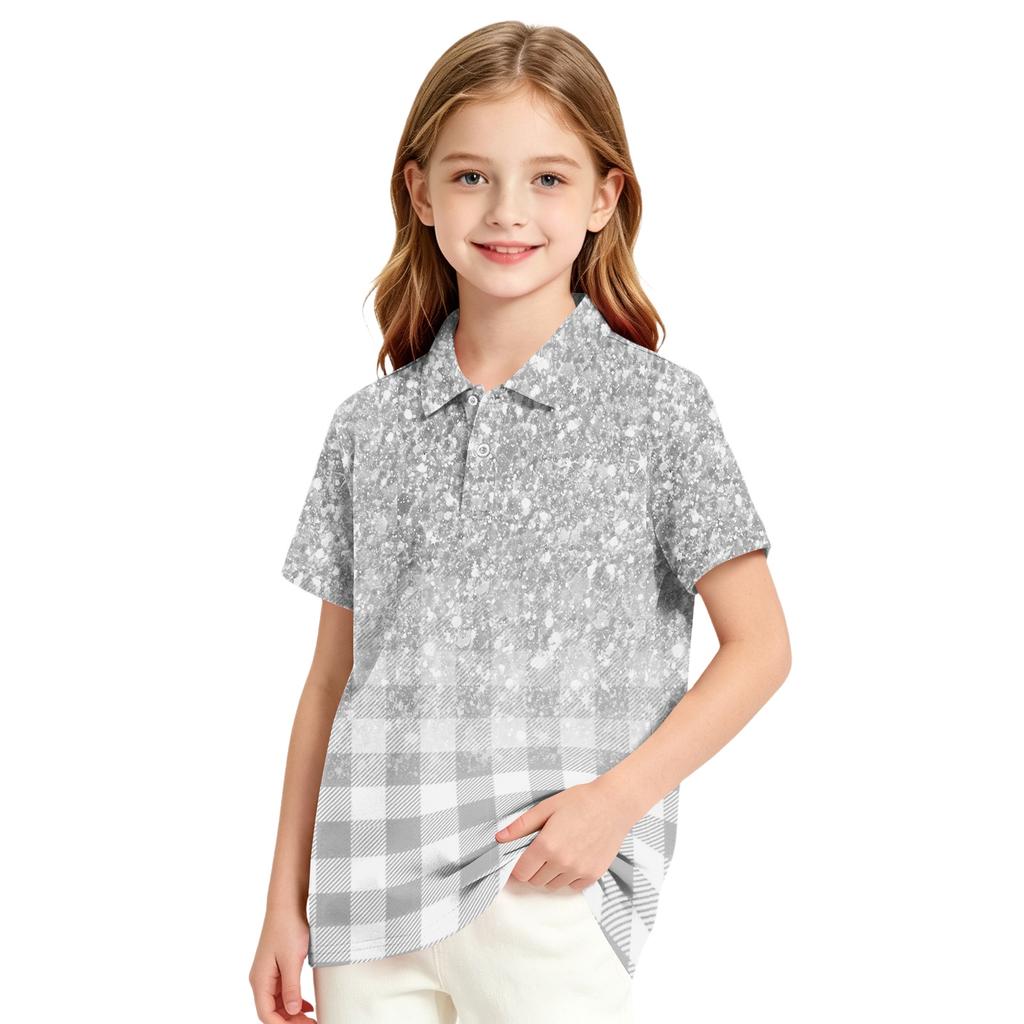 Girls' School Uniform T-Shirt with Gradient Print Casual Formal for Everyday Wear