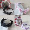 Women Mesh Ruffles Lace Headdress Lovely Ribbon Bowknot Headband Maid Anime Cosplay Gothic Novelty Hair Hoop Props