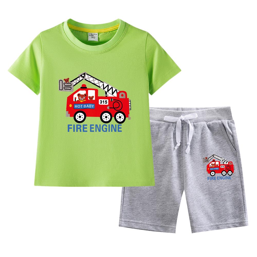 Boys' Summer 2023 Loose Short-Sleeve Shorts Two-Piece Set for Kids