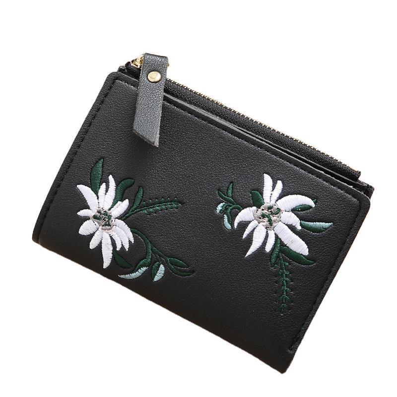 Mini Korean Style Embroidered Women's Zipper Wallet