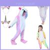 Fluffy Flannel Unicorn Hooded Pajamas Jumpsuit For Kids Winter