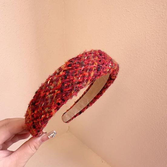 Women Hairband Retro Fabric Covered Soft Elasticn Anti-slip Head Decoration Hair Organization New Year Festive Hair Hoop Hair Accessories