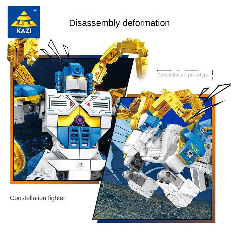 KAZI 12 Constellation Robot Toys Children's Educational Assembly Diy Small Particle Building Blocks Boy Birthday Gift