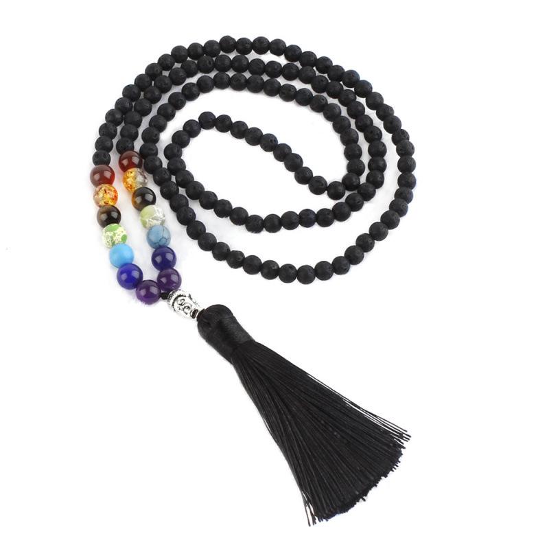 Seven Chakra Volcanic Stone Aromatherapy Yoga Necklace