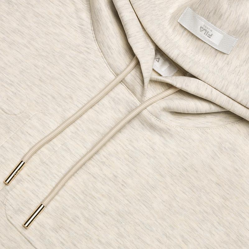 FILA Milano Series Simple Comfortable Hooded Sweatshirt Women sweatshirt Light-Khaki Flower-Gray F11W515205FLK