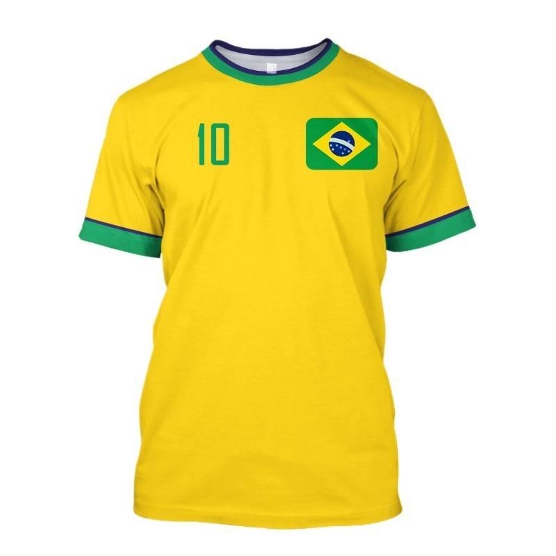 New Brazil Jersey T-shirt Fine Design Brazilian Select Shirt O Neck Oversized Football Team Casual Streetwear Mens Clothing L