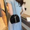 Chic Sequin Korean-Style Bucket Bag: Trendy Pleated Single Shoulder & Crossbody Evening Bag for Women 2026