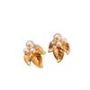 Silver Needle Pearl Leaf Stud Earrings - Elegant, Fashionable, Light Luxury, and Versatile Design for Women.