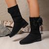 Fashion Ladies Shoes 2025 Fashion Slip-on Women's Boots New Butterfly-knot Modern Boots Women Winter Plus Size Mid-Calf Boots Zapatos