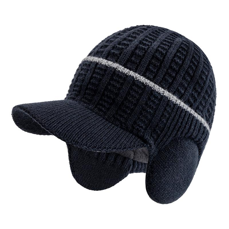 Nowy Styl Pluszowa Podszewka Futrzana Zimowa Czapka z Nausznikami Prosta Kolorystycznie Czapka Beanie Dla Mężczyzn Ciepła Czapka Zimowa Prezent dla Ojca