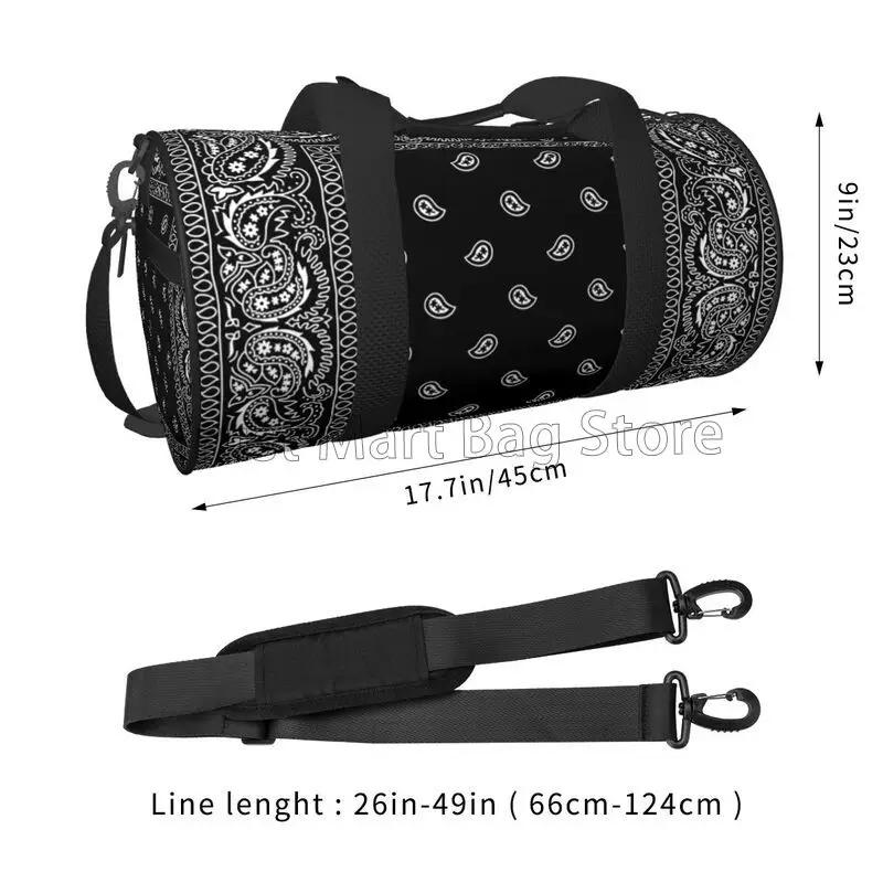 Kleurrijke Paisley Zwarte Bandana Rand Sjaal Witte Sport Gym Tas Koppel Grote Capaciteit Fitness Tas Draagbare Bagage Handtas