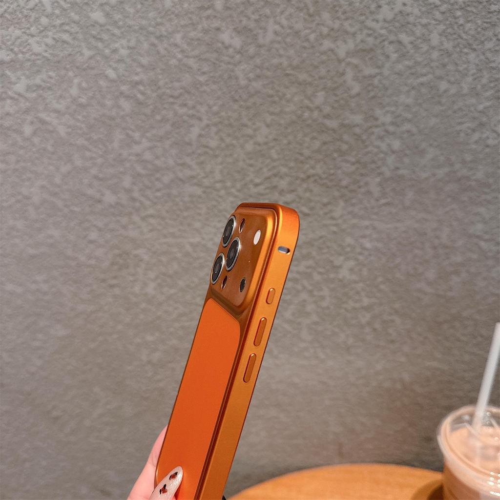Frosted Drop-Proof Protective Back Cover for iPhone 16, Compatible with iPhone 14/15, Large Window Apple Logo Visibility.