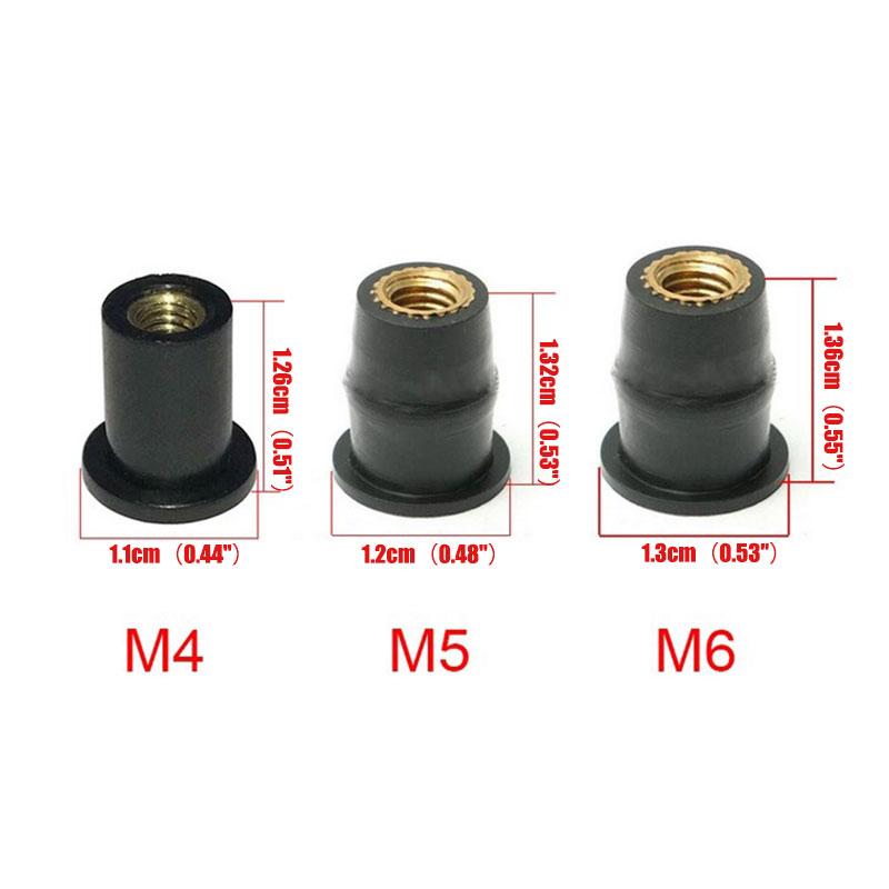 10Pcs Motorcycle For M4/M5/M6 Rubber Well Nuts Riding Accessories Fastener Goods