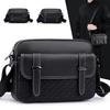 Casual Travel Men's PU Single Shoulder Bag Simple Business Commuter Satchel Small Square Bag Fashionable Trending Crossbody Bag