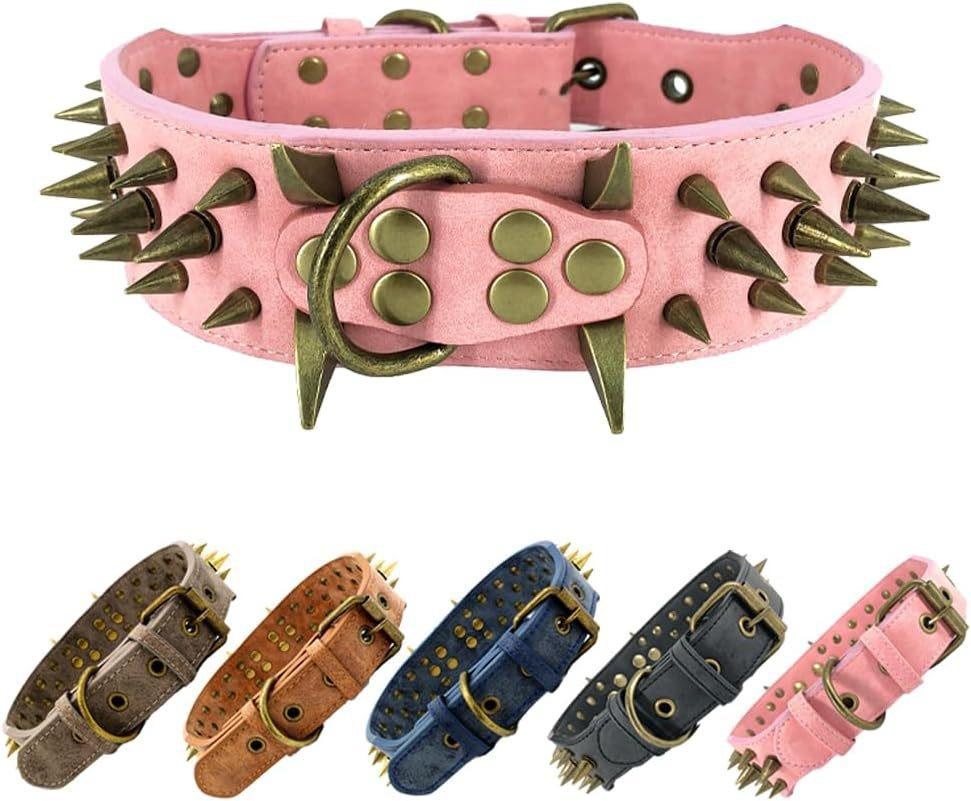 Dog Collar Microfiber Anti-Bite Rivet Neck Ring Domineering Spike Decorative Wolf Dog Neck Cover