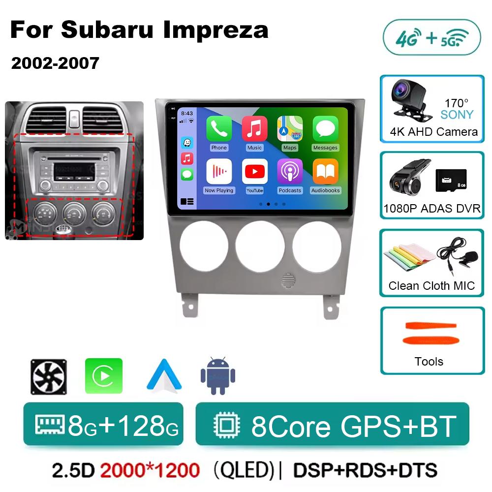 Android 14 For Subaru Impreza GD GG 2002 - 2007 Qualcomm Car Radio Multimedia Player Stereo Navigation GPS Wireless Carplay Auto