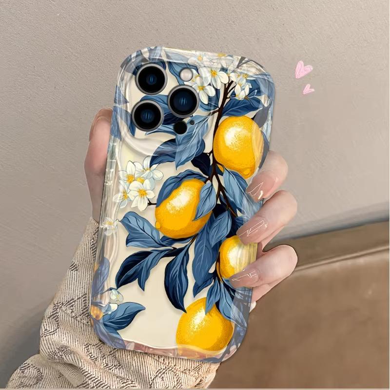 Summer Fruit Lemon Flower 3D Clear Case For iPhone 16 16E 15 14 13 12 11 Pro Max X XS X S Max XR SE 2020  7 8 Silicone Cover