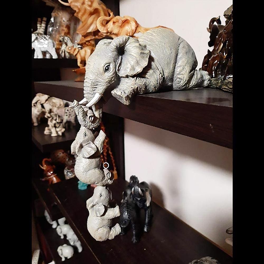 3pcs/set Cute Elephant Figurines Elephant Holding Baby Elephant Resin Crafts Home Furnishing Gift