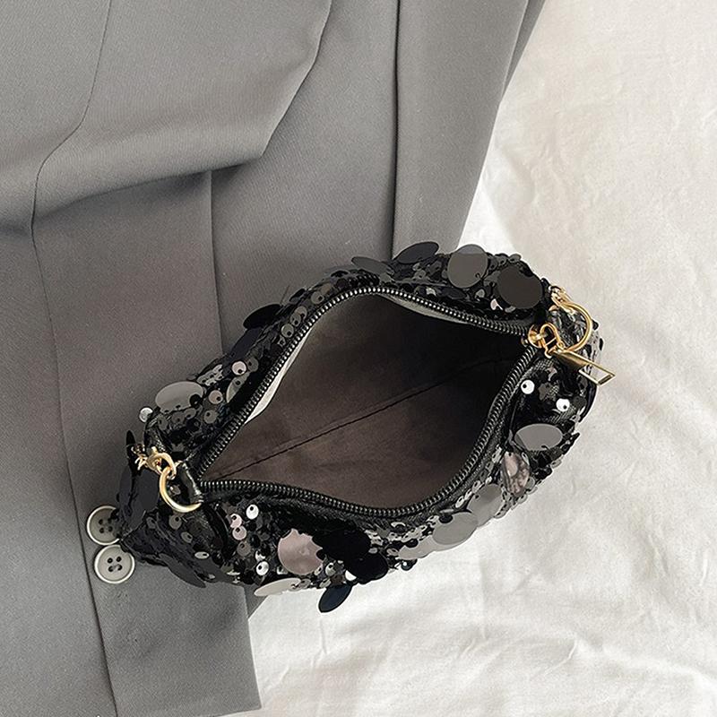 Sequin Evening Party Shoulder Bags For Women Lightweight Portable Ladies Chain Crossbody Bag Solid Color Casual Female Handbag