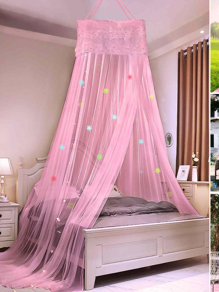Elegant Lace Bed Canopy Mosquito Net Hung Dome Mesh Canopy Princess Round Dome Bedding Net Bed Mosquito for Bedroom Camping