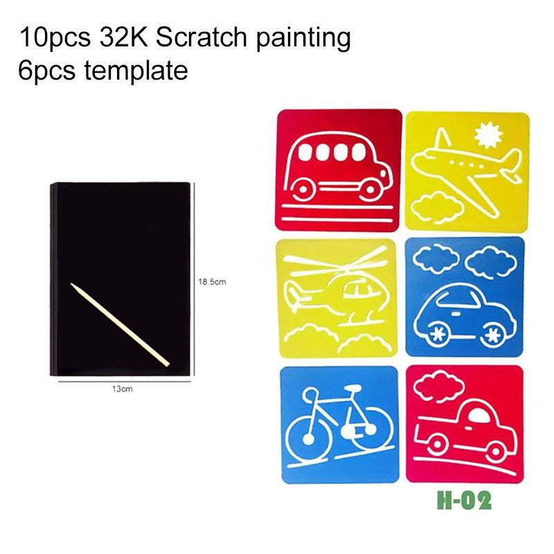 10 SZTUK Magiczny Kolor Tęczowy Papier Rysunkowy Scratch Art Karta 32k z Pustym Szablonem do Szkoły Artykuły Plastyczne Narzędzia do Malowania TMZ