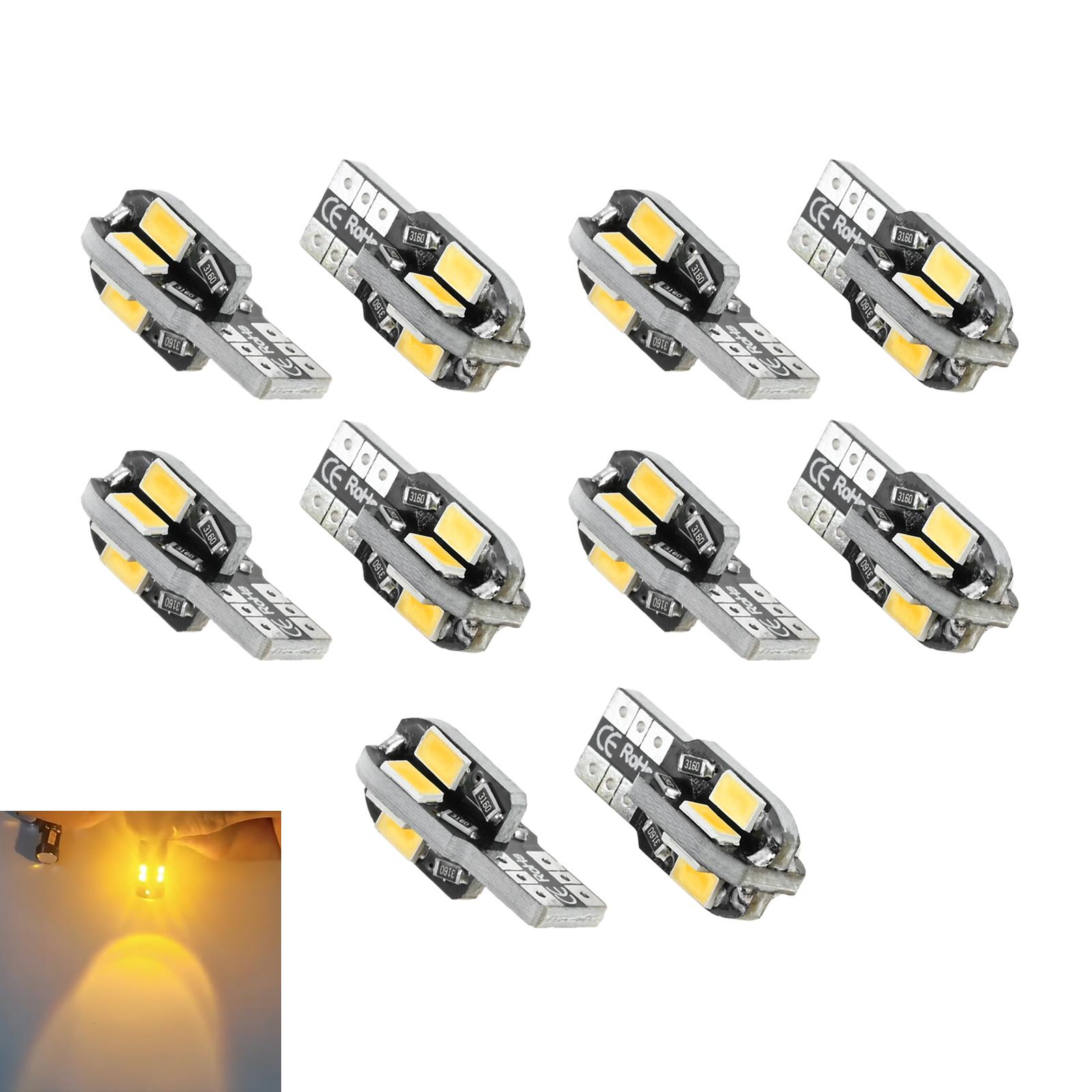 

10Pcs White/Red/Blue/Green/Yellow T10 5730 8SMD LED Bulbs,t10 Bulbs w5w 5730 8SMD Decoding CANBU Width Indicator Lights жовтий