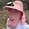Pălărie de Soare cu Bor Lat și Ventilator Solar pentru Bărbați Femei Pălărie Bucket de Pescuit pentru Exterior cu Apărătoare de Gât și Protecție Facială pentru Drumeții Camping