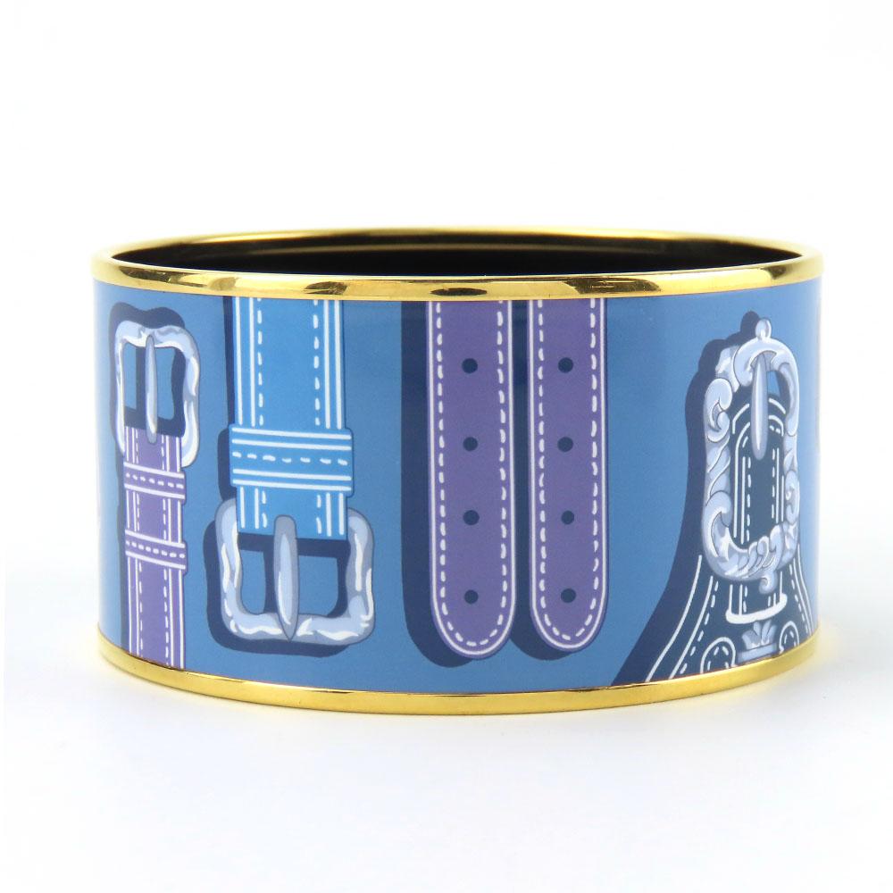Used HERMES Bracelet Emile TGM Metal 65.5g Blue Multicolor Bangle