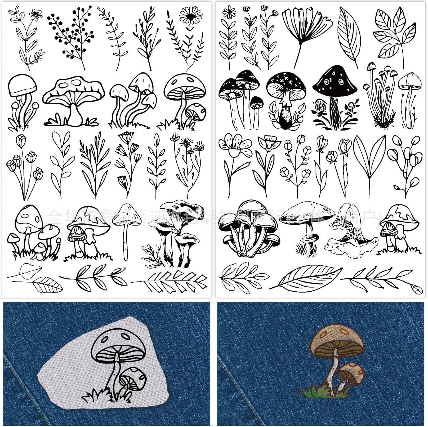 

A4 Flower Mushroom Adhesive Stickers Water Soluble Self-Adhesive Non-Woven Stabilizer Backing for Embroidery Quilting DIY Crafts