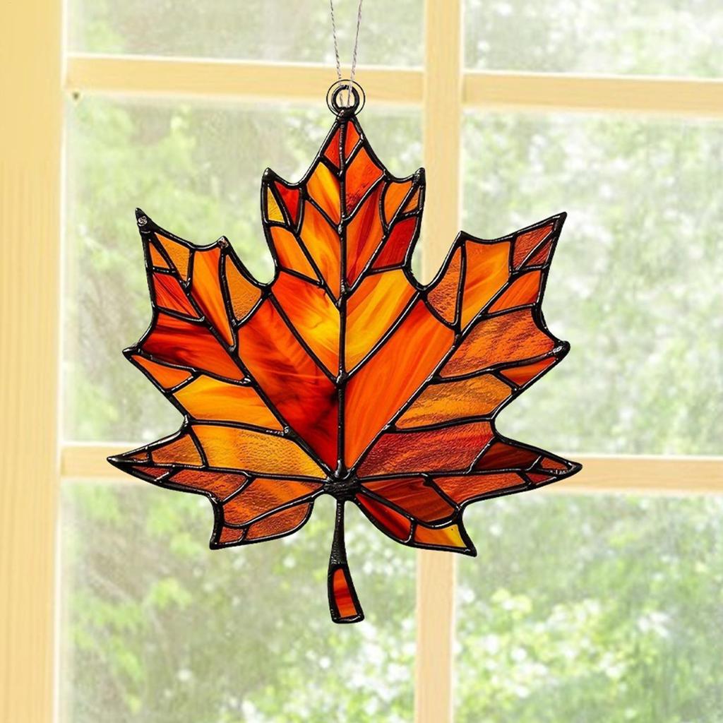 Acrylic Maple Leaves Window Hanging Wall Decorations Pendant Autumn Decor Maple Leaves Stained Fall Decoration Acrylic Wall Art