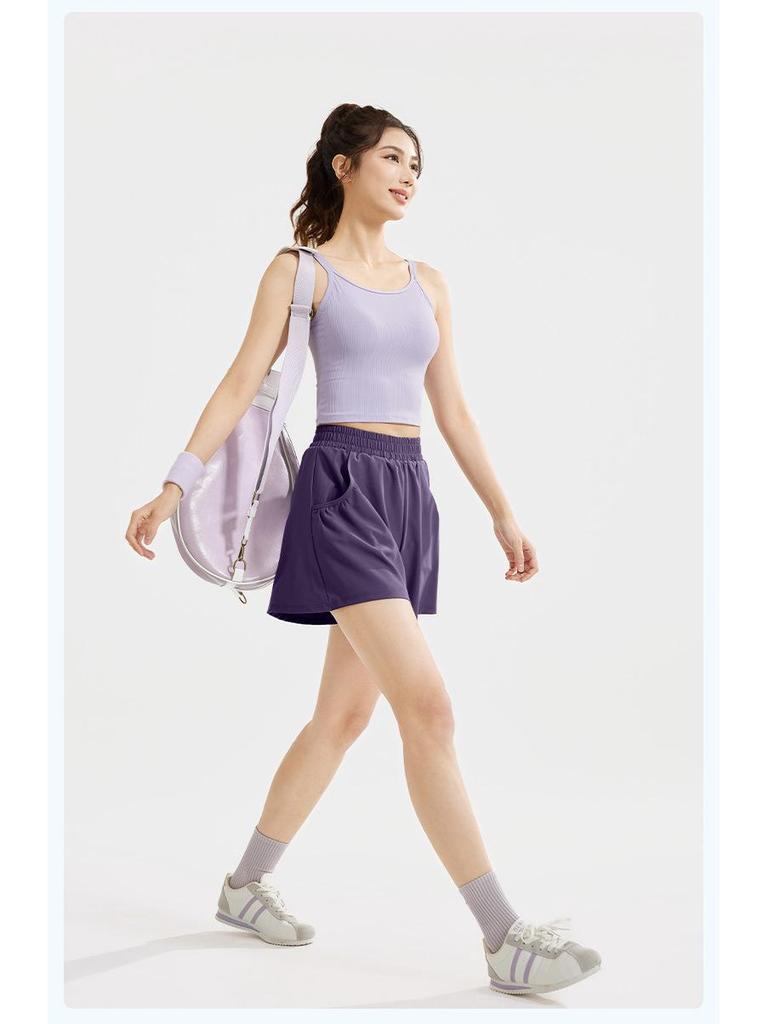 Women's High-Waist Breathable Yoga Shorts with Pockets – Loose Fit for Running & Fitness