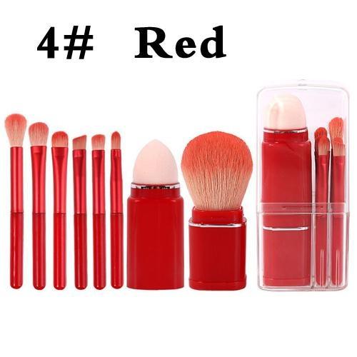 

8 шт./компл. портативный телескопический набор кистей для макияжа, пуховка, тени для век, дорожный набор, кисть для бровей