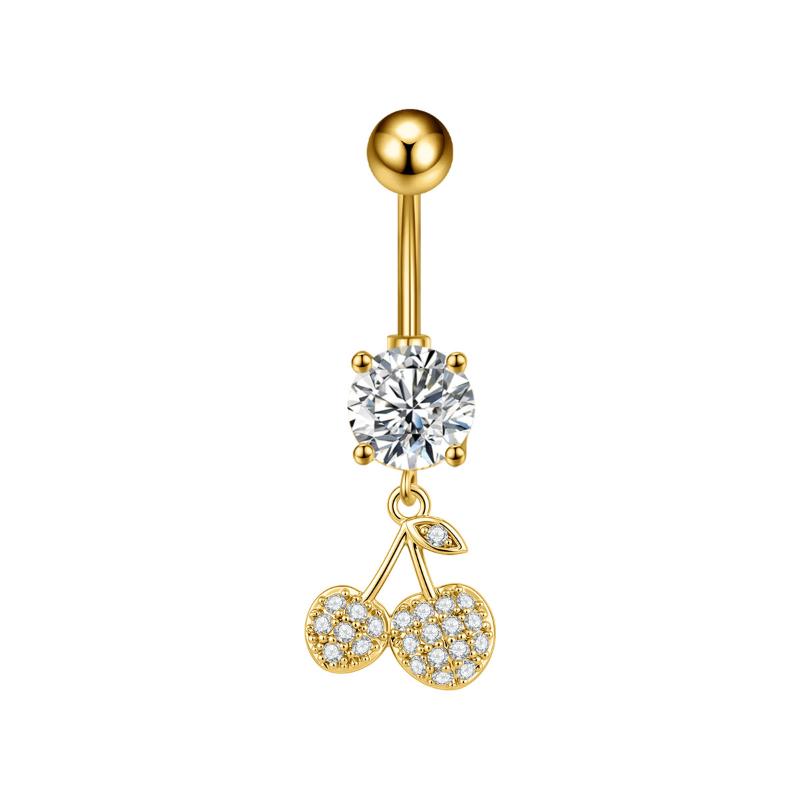 Cherry Flowers Belly Button Ring Crystal Belly Navel Piercing Nombril Long Dangle Belly Jewelry