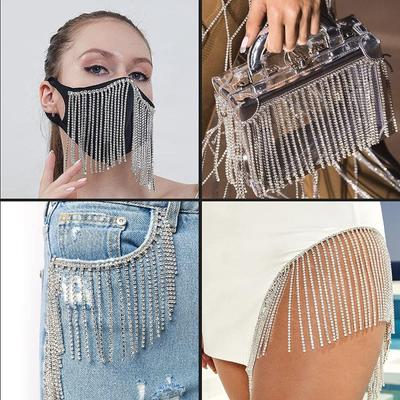 1Yards Length Rhinestone Tassel Chain Silver Claw Chain Crystal Tassel Chain  Clothing Trim