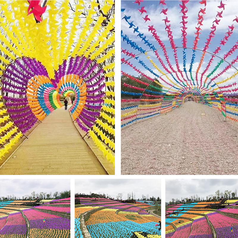 20PCS/Set Assorted Mixed Color 19CM Size Plastic Windmills  Self-assembly Windmill Party Decoration Game Props Carnival Gift ZYF